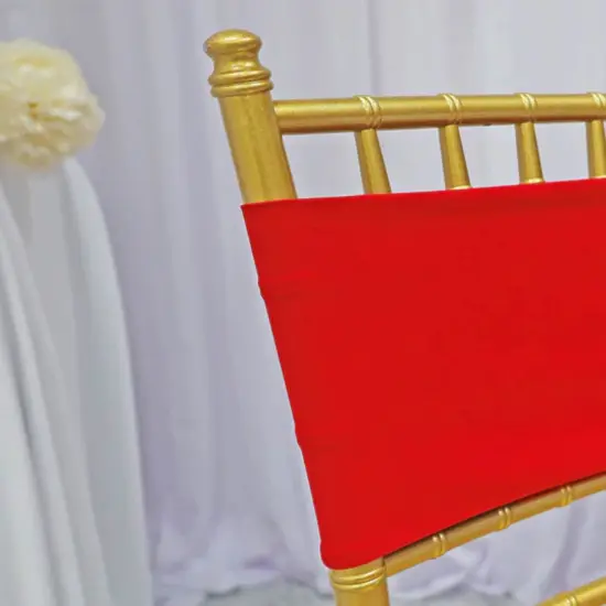 10 Pieces Stretchy Bold Red Spandex Chair Bands for Banquet Chairs 7 x 13 Inches {5}