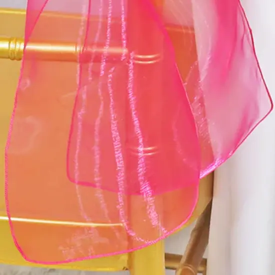 10 Pieces Fuchsia Organza Chair Sashes 8"x108" Sheer Chair Decor for Wedding & Events {4}