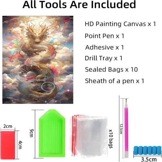 Golden Dragon Diamond Painting Kit - 12X20 Inch (G3944) {4}