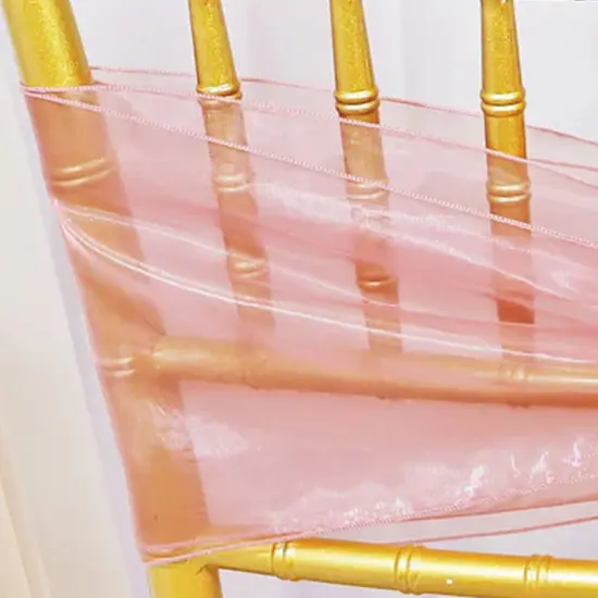 10 Pieces Rose Pink Organza Chair Sashes 8"x108" Elegant Event & Wedding Decor {5}