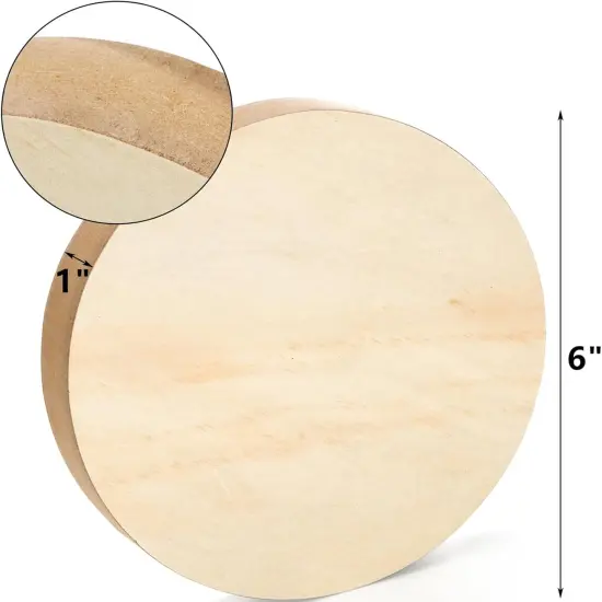 6 Pack MDF Wood Circles, 6" Round Unfinished Wood Board-1" Thick Wood Block {2}