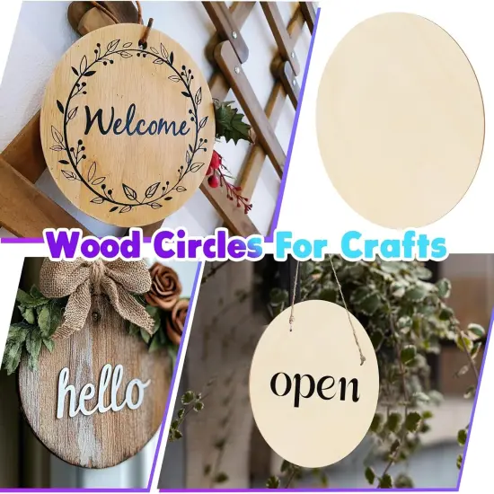 6 Pack Wood Circles for Crafts, 8 Inch Unfinished Wood Circles Discs {3}