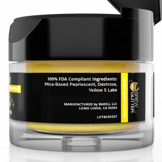 Brew Glitter - Yellow Edible Drink Glitter (4g, x1 Flip-Cap Jar) for Beer, Cocktails and Beverages {6}