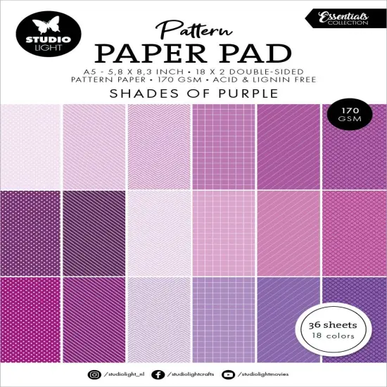 Studio Light Essentials Pattern Paper Pad 5.86"X8.26" 36/Pkg-Nr. 249, Shades Of Purple {1}