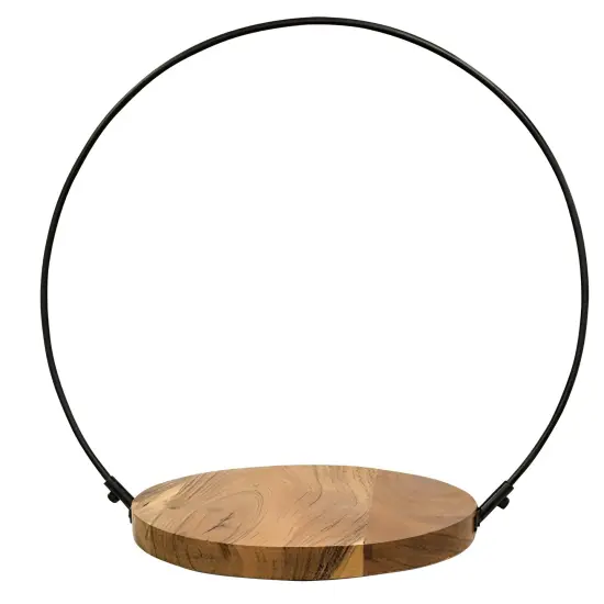 Black Wood and Metal Halo Candle Holders Set of 2 {2}