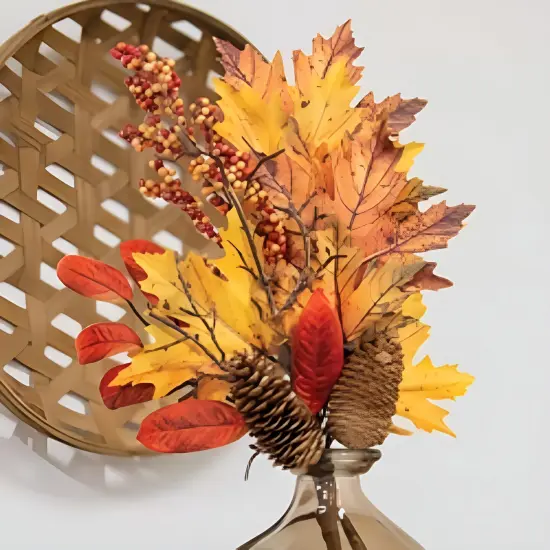 Multi-Color Fall Maple Leaf Pick with Pine Cones, Berries and Autumn Foliage {2}