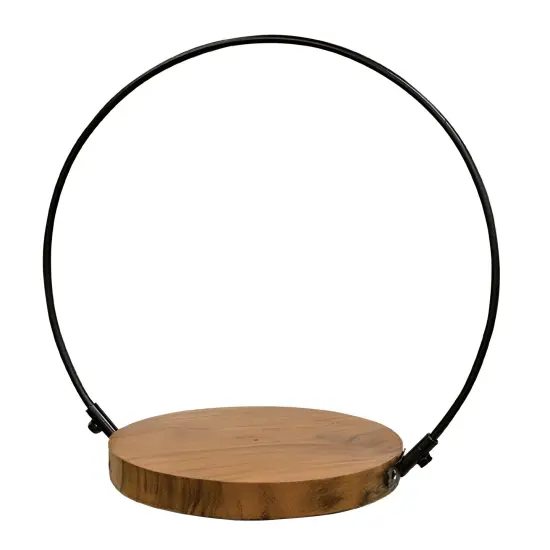 Black Wood and Metal Halo Candle Holders Set of 2 {4}