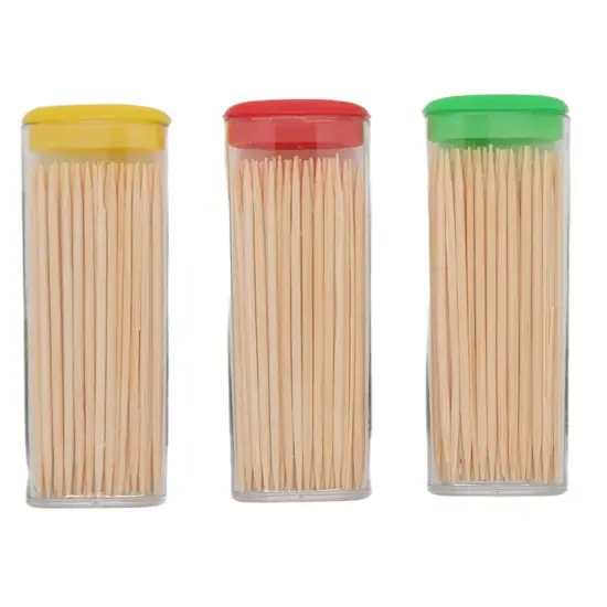 Handy Housewares 3-pack Toothpick Travel Storage Containers with Dispenser Lids - Includes 150 Natural Wood Toothpicks {1}