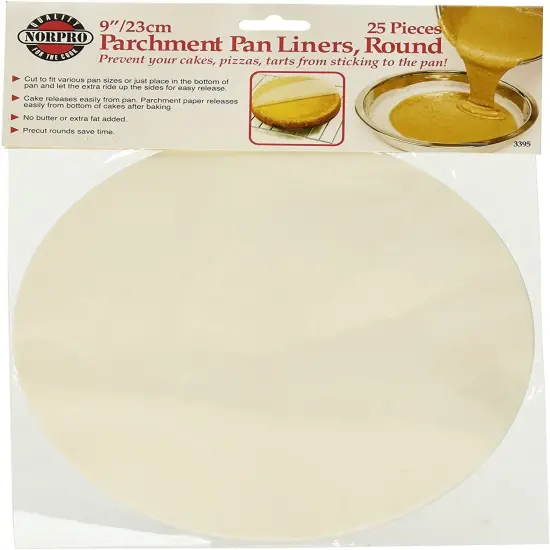 Norpro 9" Round Parchment Paper Cake Pizza Tart Baking Pan Liners - 25 Pack {2}