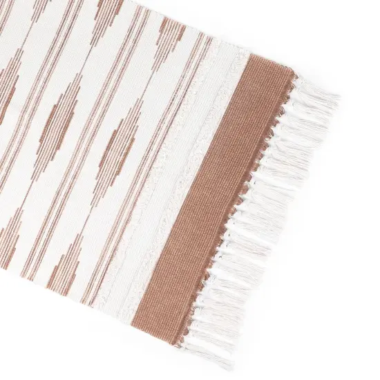 Yellow Bohemian Bathroom Rug with Tassels, Bohemian Style Mat (23.6 x 35 Inches) Brown {6}