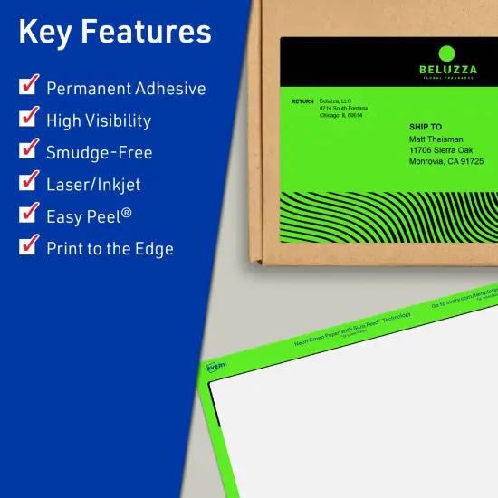 Avery Neon Green Paper Labels, 4.75" x 7.75" Rectangle {2}