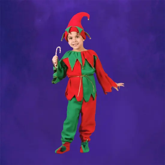 Fun World Red and Green Elf Plush Unisex Child Christmas Costume - Small {4}