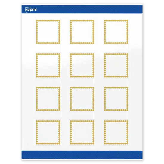 Avery Printable Square Labels, Gold Beads, 2" x 2", Glossy White Square Labels, Permanent, Laser/Inkjet, 120ct, Great for Product Labels {1}