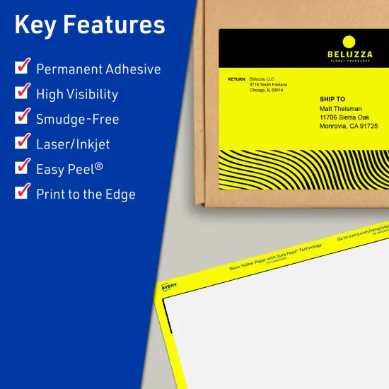 Avery Neon Yellow Paper Labels, 4.75" x 7.75" Rectangle {2}