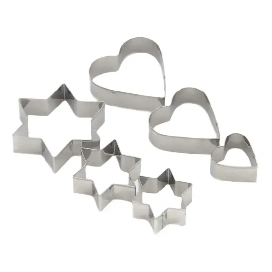 Chef Craft 6pc Stainless Steel Cookie Cutter Set - Star and Heart Shapes {1}