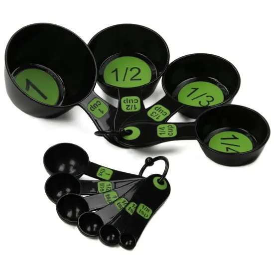 Chef Craft 10 Piece Easy Read Measuring Cups & Spoons Set - Black / Green {1}