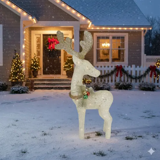 Northlight Lighted Reindeer Outdoor Christmas Decoration - 37.5" - Clear Lights White {4}