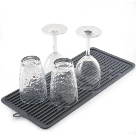 Norpro 18.5" x 8" Silicone Dish Drying Drain Mat - Grey {1}