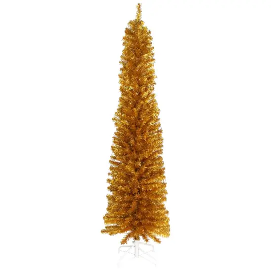 Northlight Pencil Gold Tinsel Artificial Christmas Tree - 6' - Unlit {3}