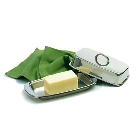 Norpro Durable Stainless Steel Double Wide Covered Butter Dish with Lid {5}