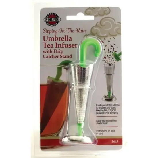 Norpro Umbrella Shape Stainless Steel Mesh Loose Leaf Tea Infuser and Drip Catcher {6}