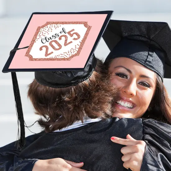 Big Dot of Happiness Rose Gold Grad - 2025 Graduation Cap Decorations Kit - Grad Cap Cover {3}