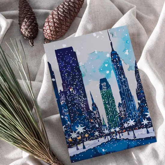 New York City Christmas Greeting Cards Boxed Set of 24 Holiday Notecards Featuring Iconic NYC Scenes, Ice Rinks, and Rockefeller Tree, Perfect for Festive Wishes {4}