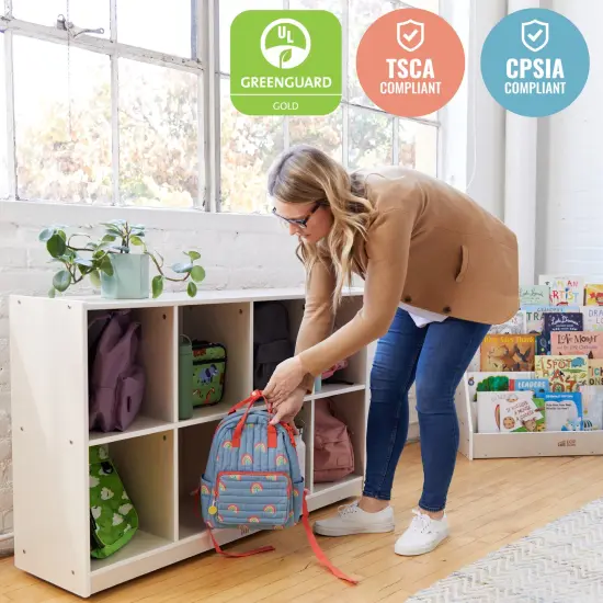 8-Compartment Mobile Backpack Storage Cabinet White Wash {4}