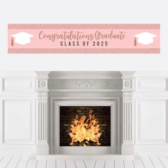 Big Dot of Happiness Rose Gold Grad - 2025 Graduation Party Decorations Party Banner {1}