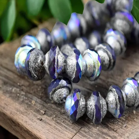 White Silver Washed Matte Violet Purple AB Saturn Beads - Choose Your Size {1}