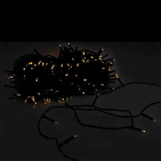 Perfect Holiday 400 LED Solar String Lights Flashing Mode Green Wire - Long Hours - Warm White {1}