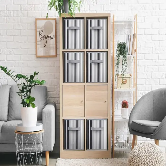 Sorbus Foldable Storage Cube - 11 Inch Closet Organizer and Storage Basket with Handles 1 Pc Stripped black {4}