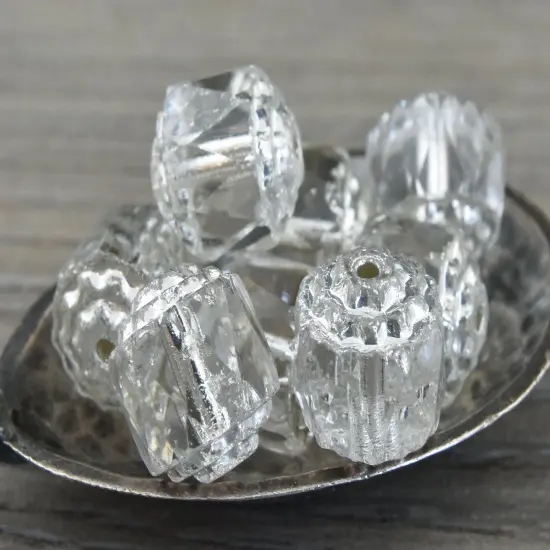 *20* 8mm Silver Washed Clear Fire Polished Cathedral Beads {2}