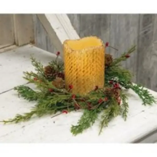 3.5" Evergreen Pine With Red Pips Ring Perfect for Wreath Displays or Door Decor {2}