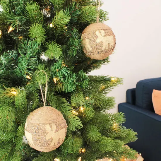 10cm Ball Reindeer Ornament 2 Pcs {1}