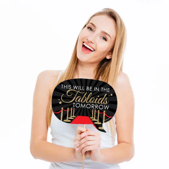 Big Dot of Happiness Funny Red Carpet - Movie Night Party Photo Booth Props Kit - 10 Piece {4}