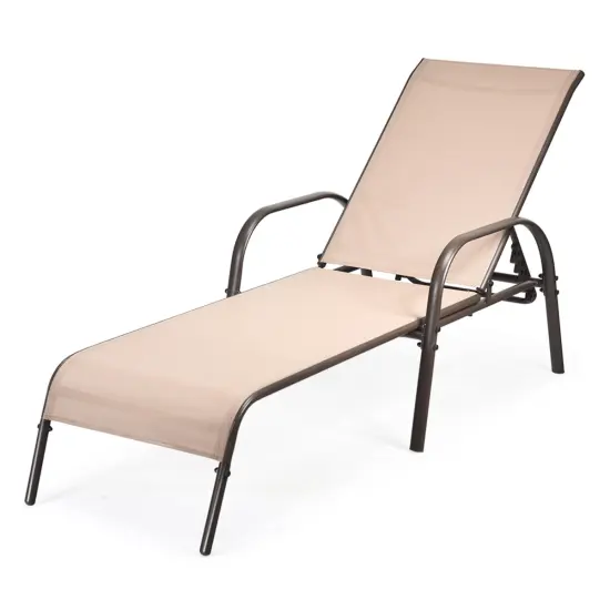 Adjustable Patio Chaise Folding Lounge Chair with Backrest Black {8}