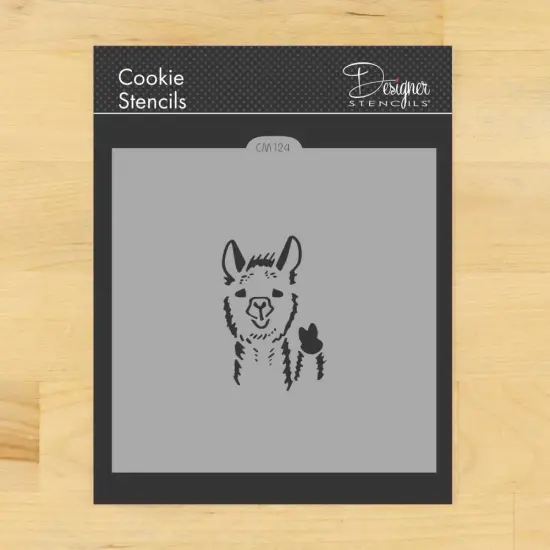 Llama Cookie & Craft Stencil | CM124 by Designer Stencils | Cookie Decorating Tools | Baking Stencils for Royal Icing, Airbrush, Dusting Powder | Craft Stencils for Canvas, Paper, Wood | Reusable Food Grade Stencil {1}
