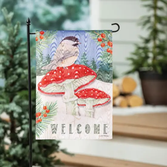 Chickadee and Winter Welcome Garden Flag 2 Sided {2}