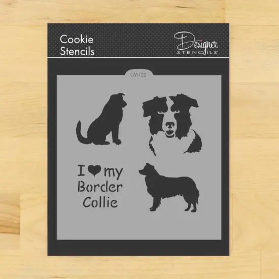 I Love My Border Collie Cookie & Craft Stencil | CM122 by Designer Stencils | Cookie Decorating Tools | Baking Stencils for Royal Icing, Airbrush, Dusting Powder | Craft Stencils for Canvas, Paper, Wood | Reusable Food Grade Stencil {1}