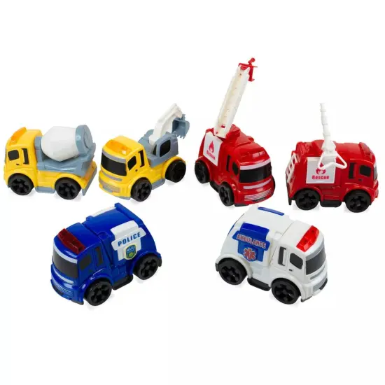 Kitcheniva 6 Pcs Kids Friction Powered City Cars Trucks Toy Vehicles Set Gift {1}