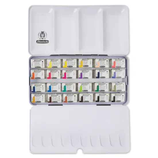 Schmincke Akademie Aquarell Watercolor Pans - Set of 24, Metal Case, Full Pans {1}