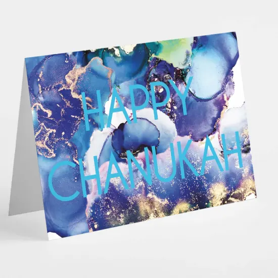 Modern Happy Chanukah Greeting Cards Boxed Set of 24 Holiday Notecards Featuring Elegant Abstract Design, Perfect for Contemporary Festive Wishes {1}
