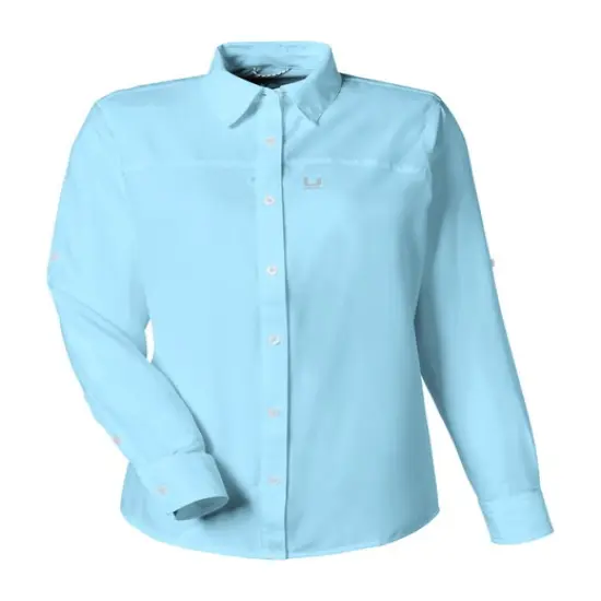HUK&reg; Ladies' Tide Point Long Sleeve Shirt Crystal blue {1}