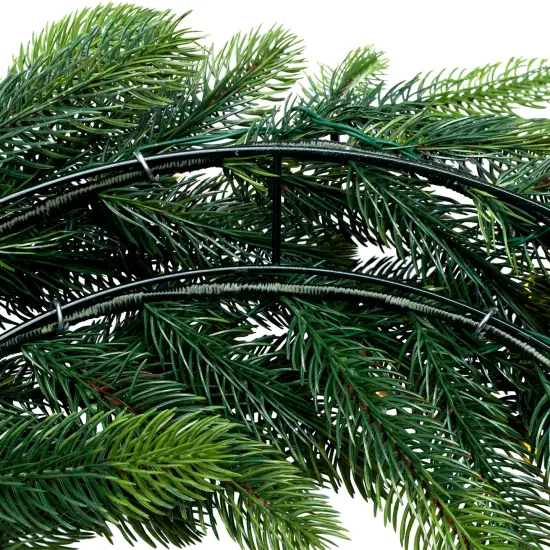 Northlight Real Touch&trade; B/O Pre-Lit Noble Fir Christmas Wreath - 24" - Warm White LED Green {6}