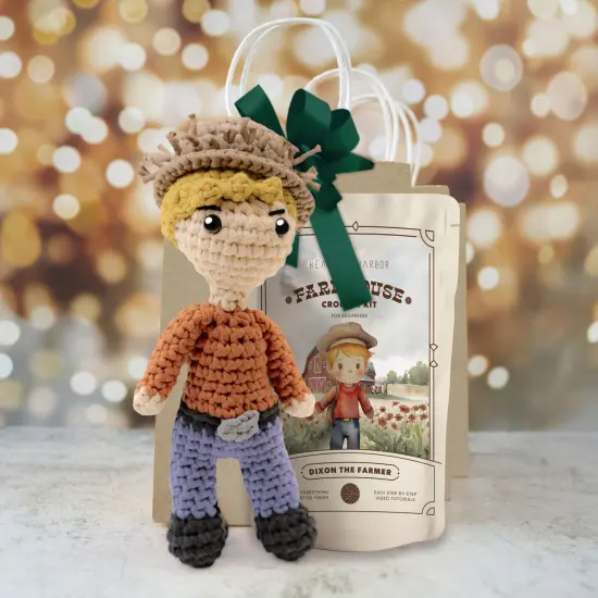 Hearth & Harbor Amigurumi Crochet Kit for Beginners Dixon the Farmer {4}