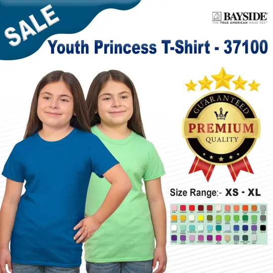 Bayside&reg; Youth Princess T-Shirt PURPLE RUSH HTHR {2}