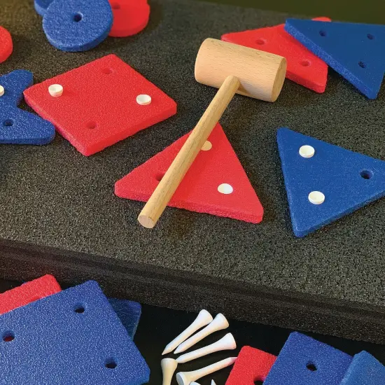 S&S Worldwide Foam Pounding Board Activity Set. Drive Wooden Tees Through Any of 10 Shapes into the Self Healing 12" x 18"Foam Board with the Wooden Mallet. Great Stress Relief Item for Seniors. {3}