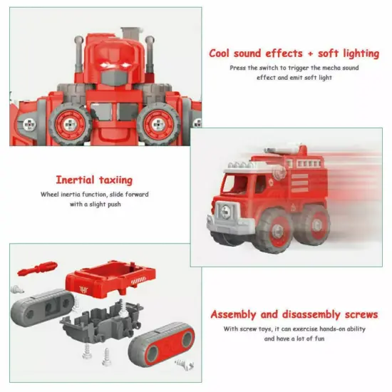 Kitcheniva Take Apart Kids Toys Robot Vehicle Set Construction Robot Building Gift 5 in 1 {3}