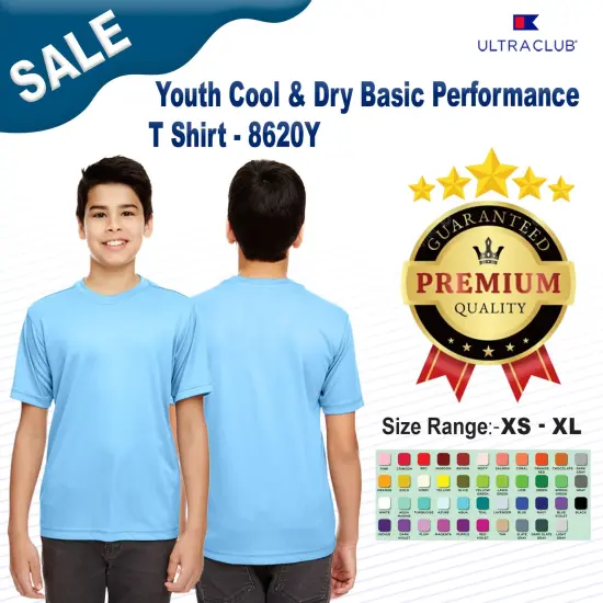UltraClub&reg; Youth Cool & Dry Basic Performance T-Shirt {2}
